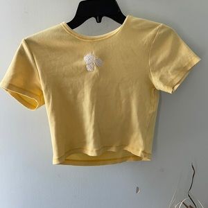 Yellow flower forever 21 ribbed baby tee